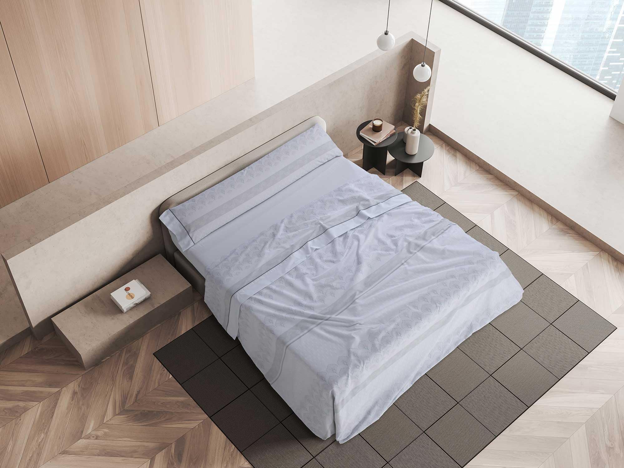 Mantas MoraSet of combined cotton sheets + pillowcases - 3/4 pieces - 144 thread count - interseason pattern - Model M87