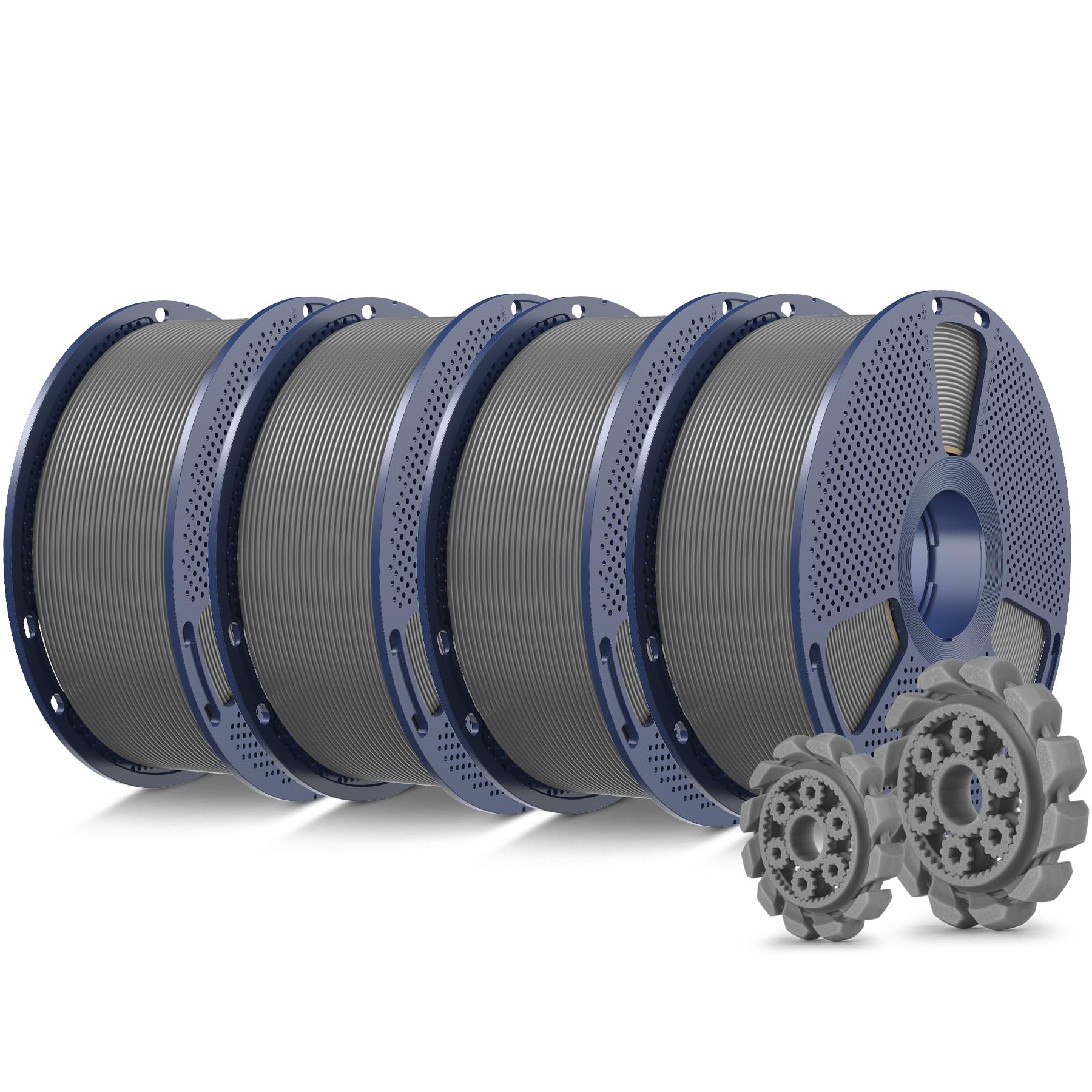 SUNLU 4KG PLA+2.0 Filament 1.75mm, Ulepszony filament PLA Plus do drukarek 3D, 1KG na Szpulę, łącznie 4 KG, Szary*4