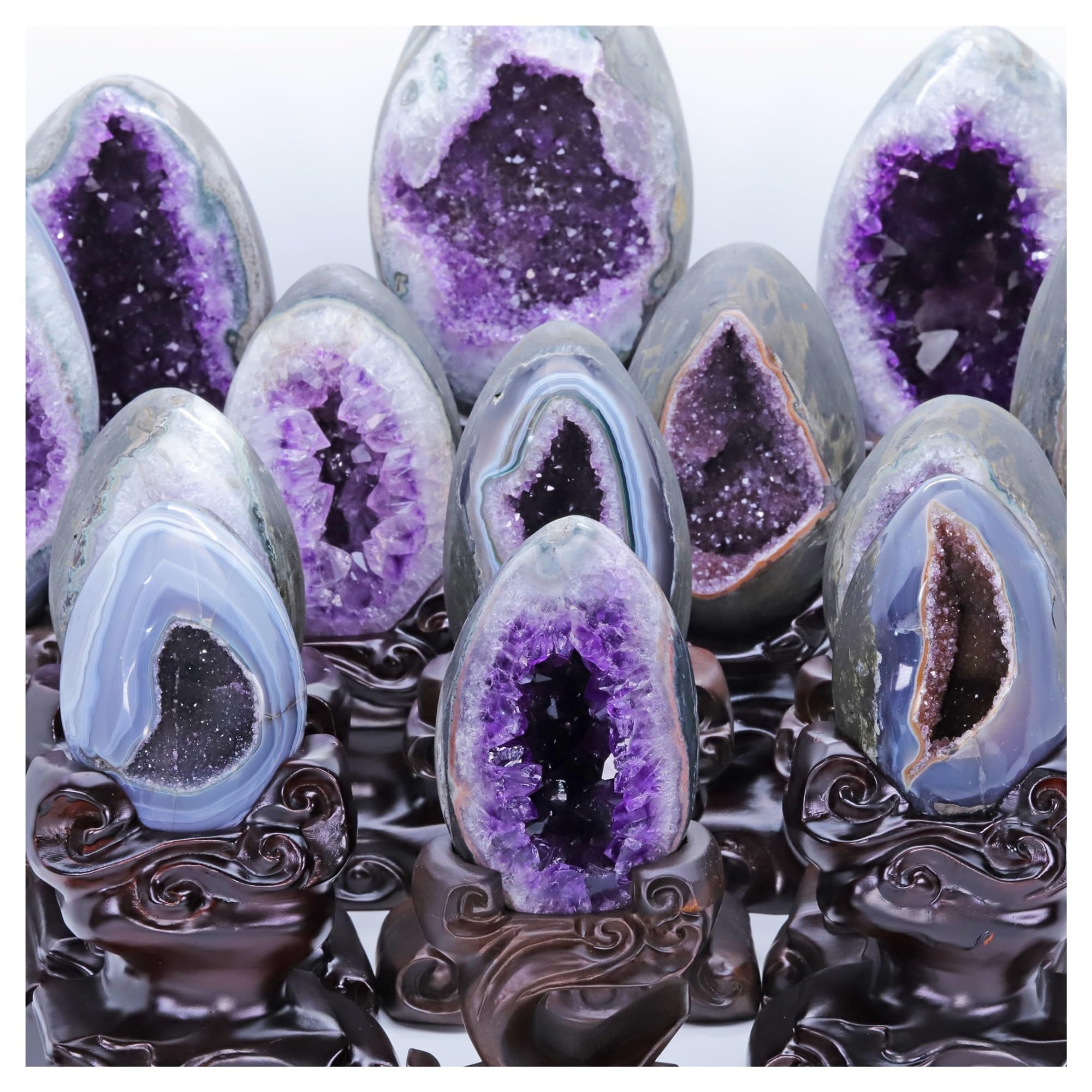 Racimo de Cristales Geoda de Amatista Natural, racimo de Cuarzo, espécimen de Cristal, Mineral curativo energético, decoración del hogar(Color:No.24)