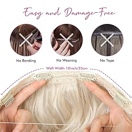 REECHO Invisible Wire Hair Extensions with Thinner Softer Lace Weft (Dark Blonde with Highlights, 12 Inch (Pack of 1))