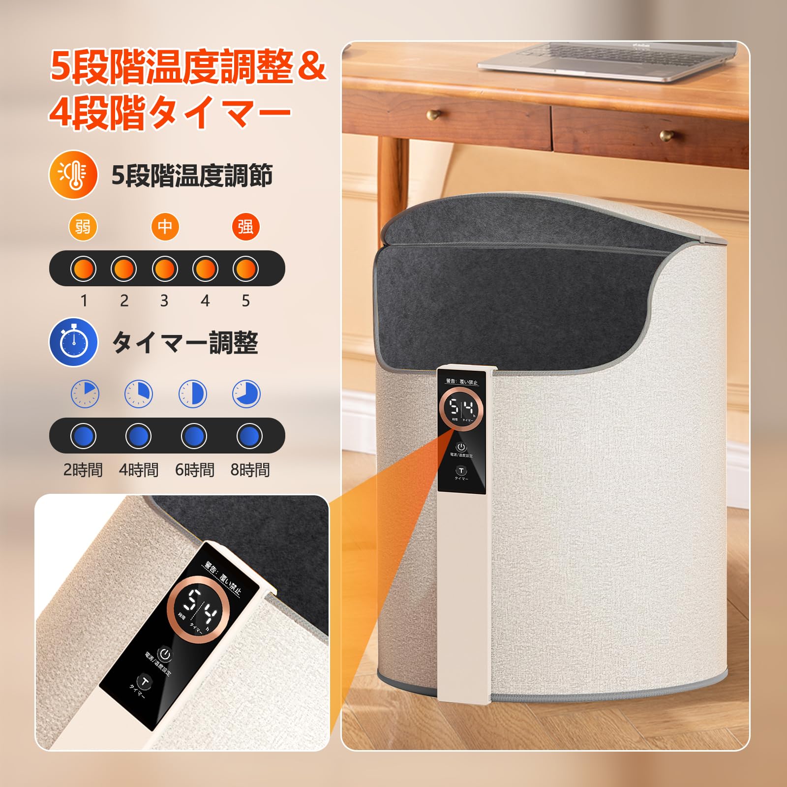 パネルヒーターと温度自動調整器 Amazon | INSGEER パネルヒーター ヒーター 足元【 急速加熱 75℃ 5 段