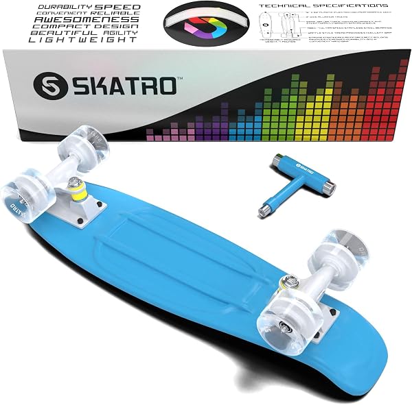 Skatro ミニクルーザースケートボード。 55.9x15.2 cm レトロスタイルプラスチックボードが完成します - 4