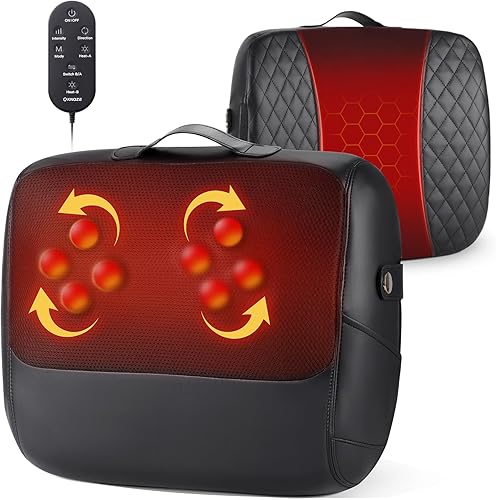 KNQZE Masajeador de espalda Shiatsu 3 en 1 con soporte térmico y lumbar, amasamiento 4D para aliviar el dolor de tejido profundo, calentamiento