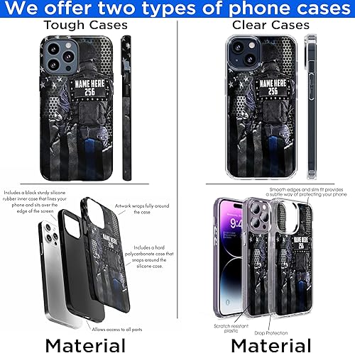 Miniatura 10 de Funda de metal personalizada con bandera estadounidense para teléfono 1 oficial de policía, línea azul fina, regalos con nombre personalizado, para