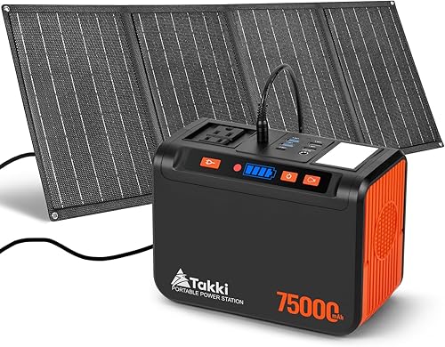 Takki - Generador solar de 277 Wh, estación de energía portátil con paneles solares de 40 W incluidos, 450 Wp, 110 V, onda sinusoidal pura, toma de