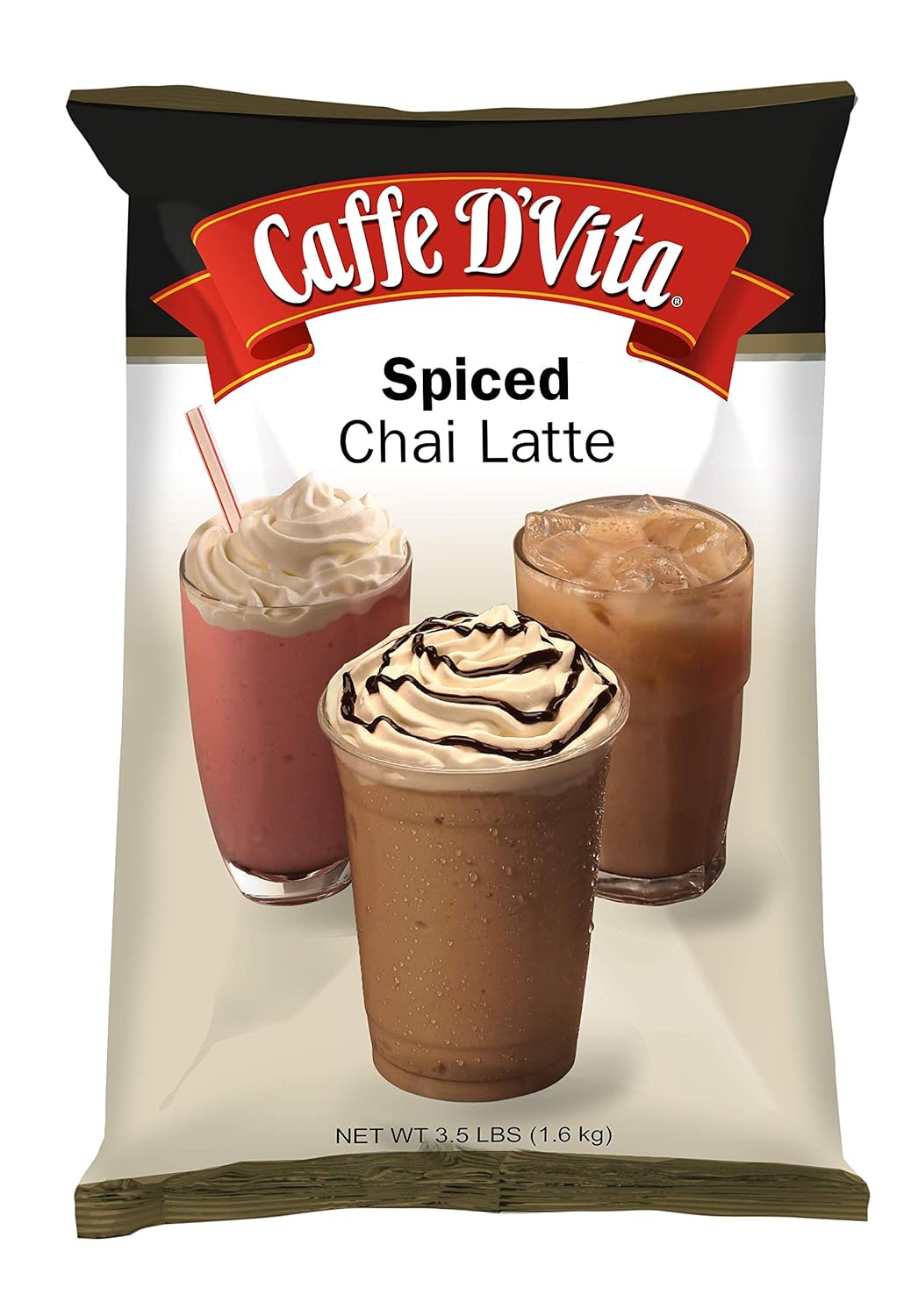 Caffe D'Vita Spiced Chai Latte Mix - Chai Tea Latte Powder Mix, Gluten Free, Chai Tea Powder, No Cholesterol, No Hydrogenated Oils, No Trans Fat, Spiced Chai Latte Powder Mix - 3.5 Lb Bag