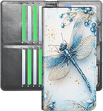 Ultra Slim Wallet for Women & Men,RFID Blocking Travel Wallet with Large Capacity,Passport Holder,Credit Card Organizer for Cash,Tickets,Blue Dragonfly