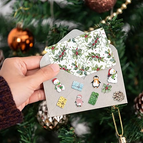 Miniatura 2 de Papel de álbum de recortes con patrón de Navidad, suministros de producción de tarjetas de 6 pulgadas, 24 hojas de tarjeta de felicitación de