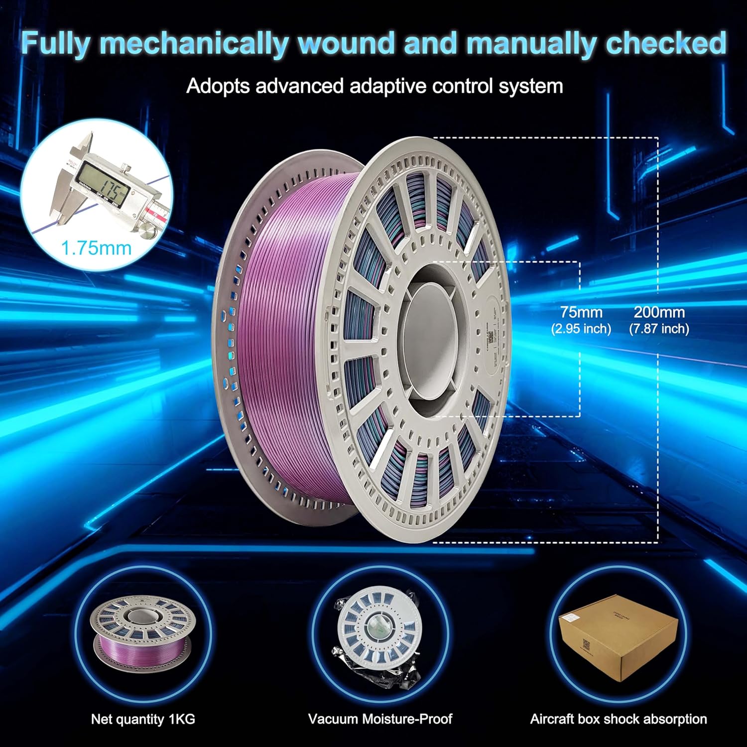 Ching Leung Silk Triple Color Pla Filament, Pla 3D Printer Filament, Silk Pla Filament 1.75mm, Dimensional Accuracy +/- 0.03 Mm, Pla Filament, 1 Kg Spool(2.2lbs) thumbnail