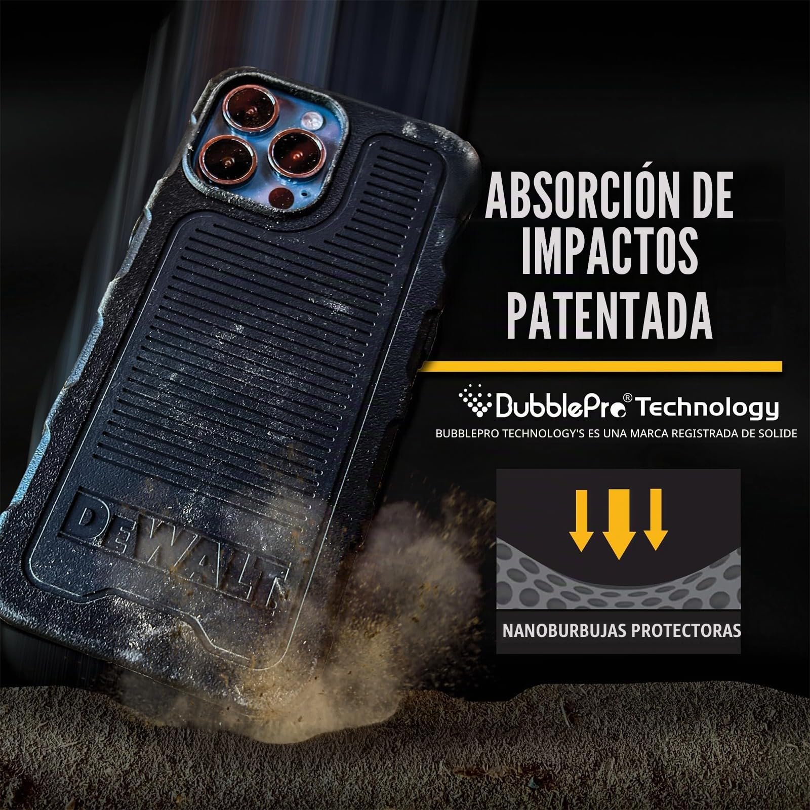 DEWALT Funda Magnética Resistente para iPhone 15 Compatible con MagSafe, Carcasa Antigolpes con Protección contra Caídas, Diseño Slim con Agarre Antideslizante, Matte Black