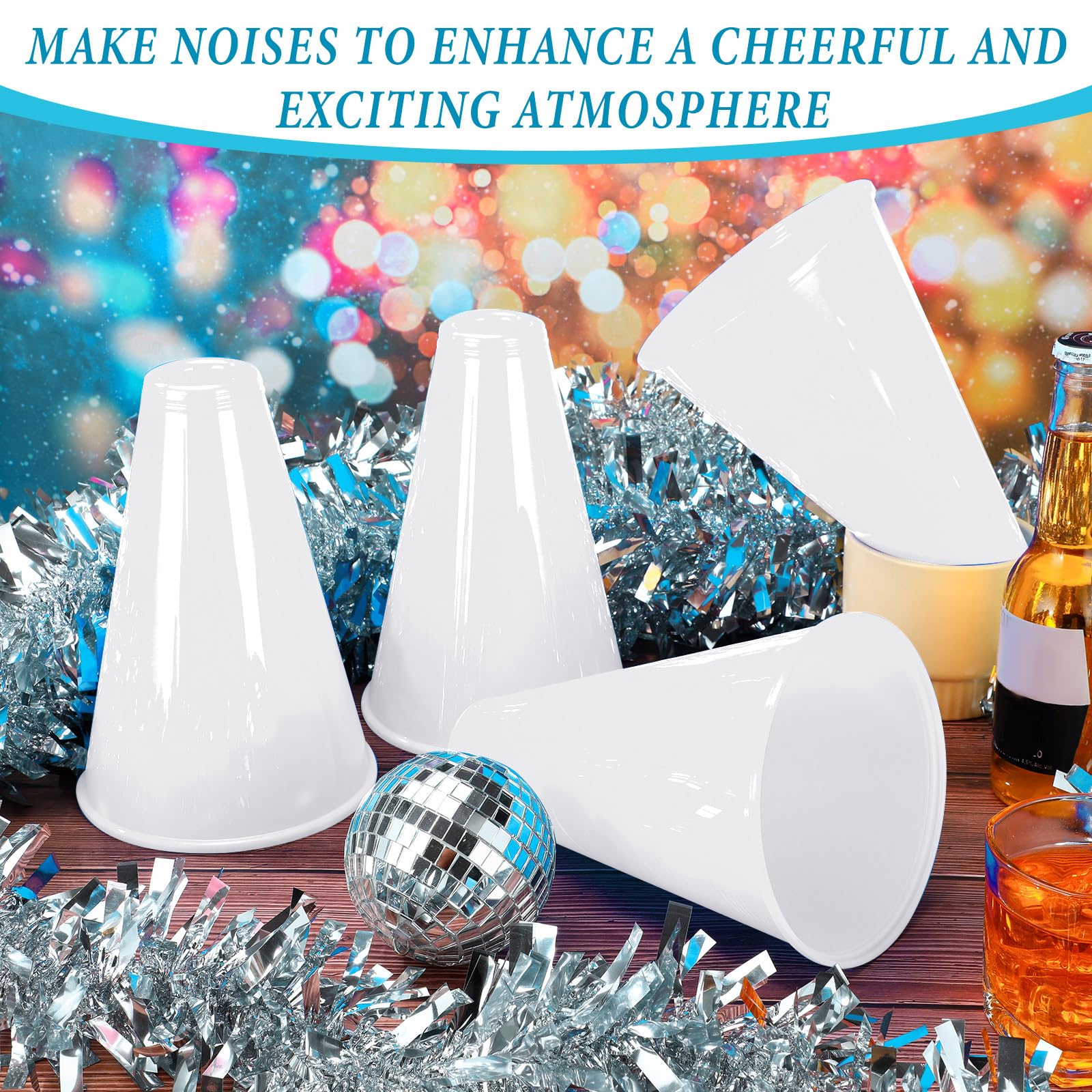 24-Pack Plastic Cheer Megaphones - Football Themed Noisemakers For Games & Party Favors