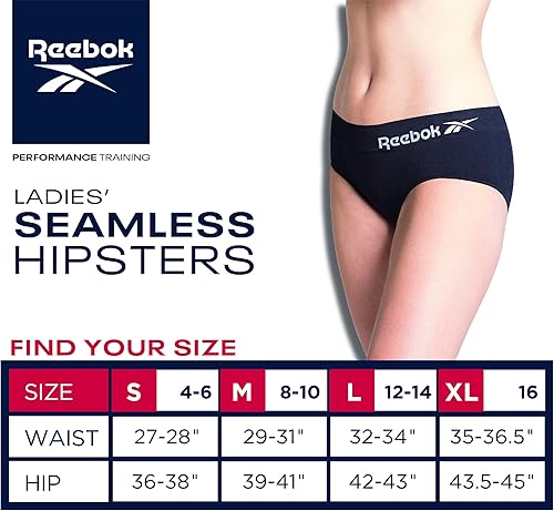 Miniatura 7 de Reebok Womens Underwear 5 Pack Seamless Hipster Briefs (S-XL)