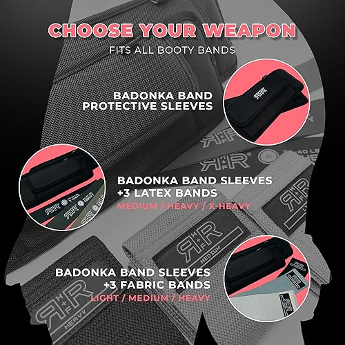 Miniatura 8 de BADONKA - Mangas protectoras para bandas de glúteos, incluye 3 bucles de resistencia opcionales de tela o látex, 3 niveles de resistencia, bandas de