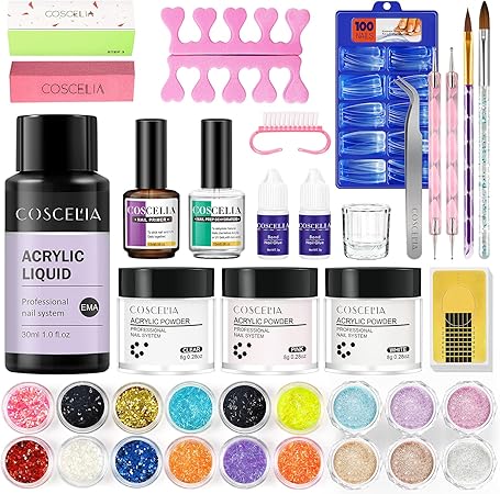 Amazon Coscelia アクリルパウダーキット アクリルパウダー 3色セット アクリルリキッド 長さだしネイル スカルプチュアネイル ネイルパウダー ネイルグリッター ネイルチップ 3dネイルアート ライト当て不要 セルフネイル Coscelia ネイルアートパーツ 通販