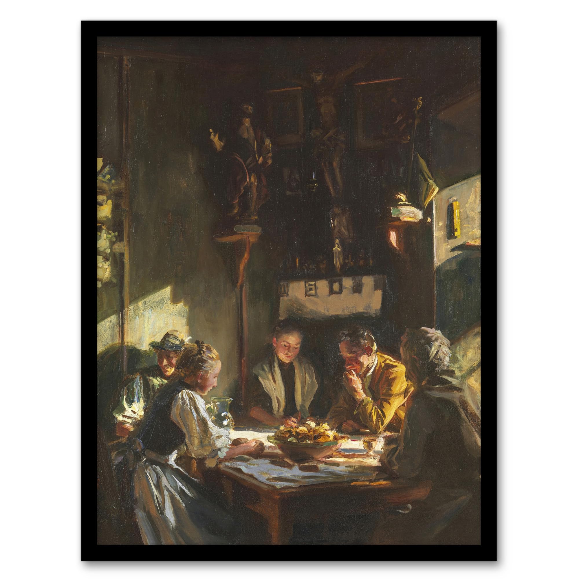 Artery8 Framed Print - Tyrolese Interior Oil Painting - W12" x H16"