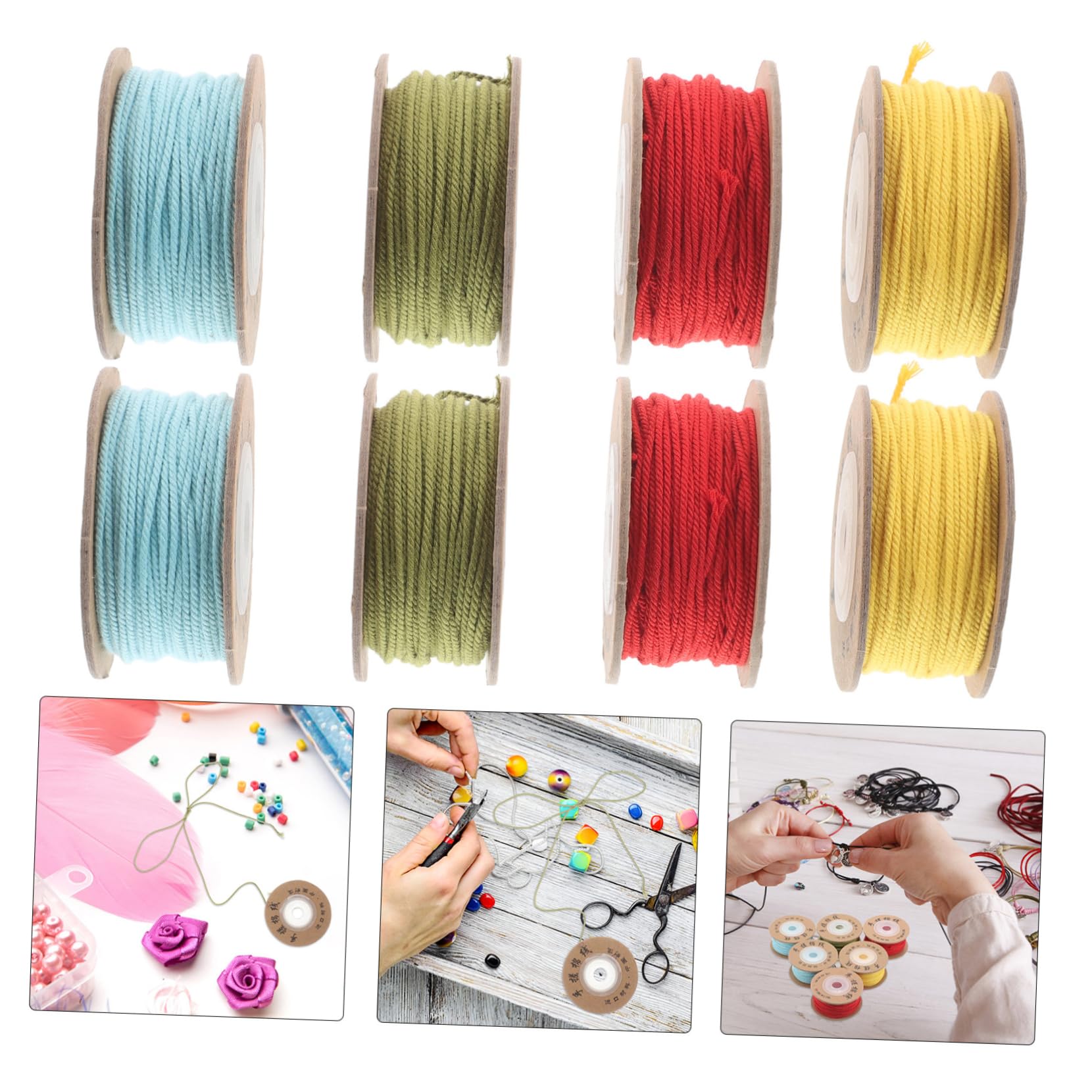 Kisangel 12piezas Cuerda Trenzada de Algodón Hilo para Cuentas Cordón para Pulseras Cuentas para Macramé y Fabricación de Joyas Color Natural Unidades