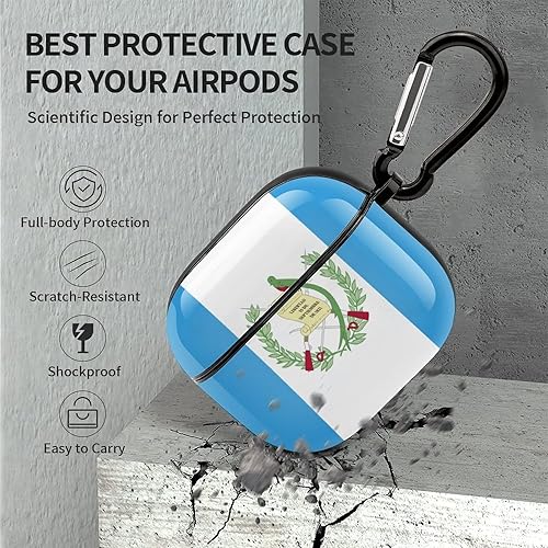 Miniatura 6 de Funda protectora para auriculares Bluetooth de cuerpo completo con bandera de Guatemala para AirPods 3, funda para auriculares con llavero