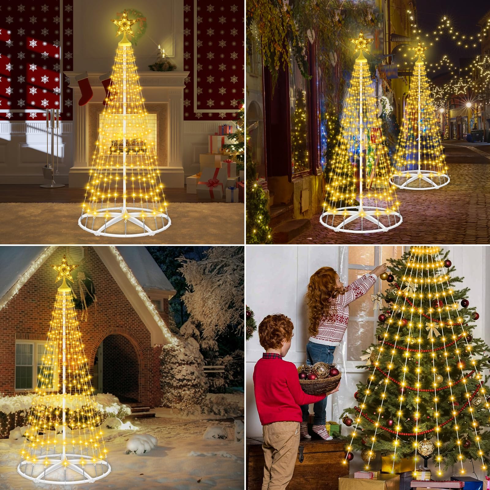 HELESIN Weihnachtsbaum Metall Groß Kegelform 250 LED Lichterbaum Timer Wasserdicht Weihnachtsbeleuchtung Außen, Lichterkette Weihnachten Beleuchtung für Garten Balkon Weihnachtsdeko Aussen Warmweiß
