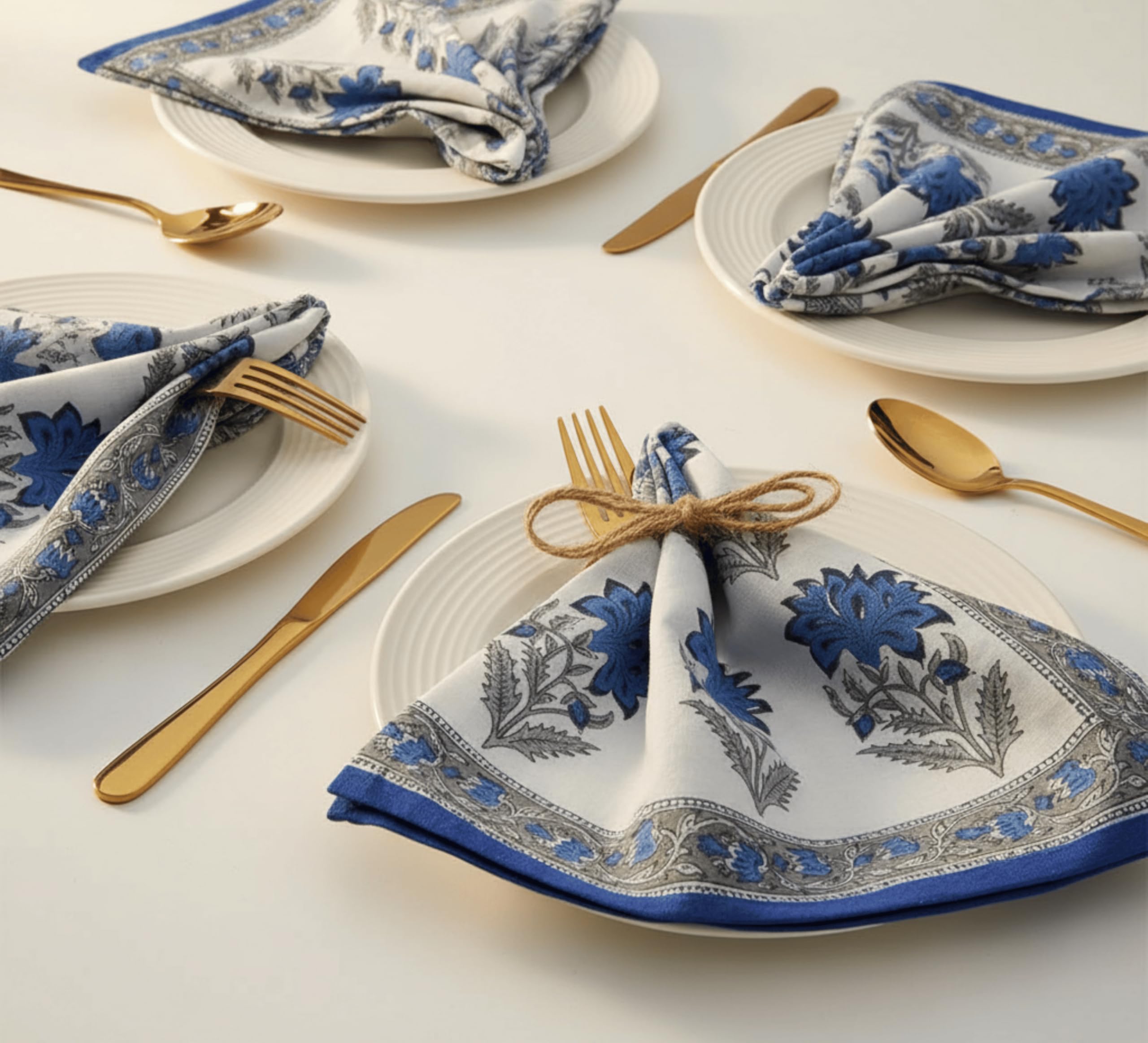 Juego de 6 servilletas de tela de algodón de alta calidad, reutilizables, lavables, perfectas para cenar, bodas y eventos (azul 4, 45,7 x 45,7 cm)