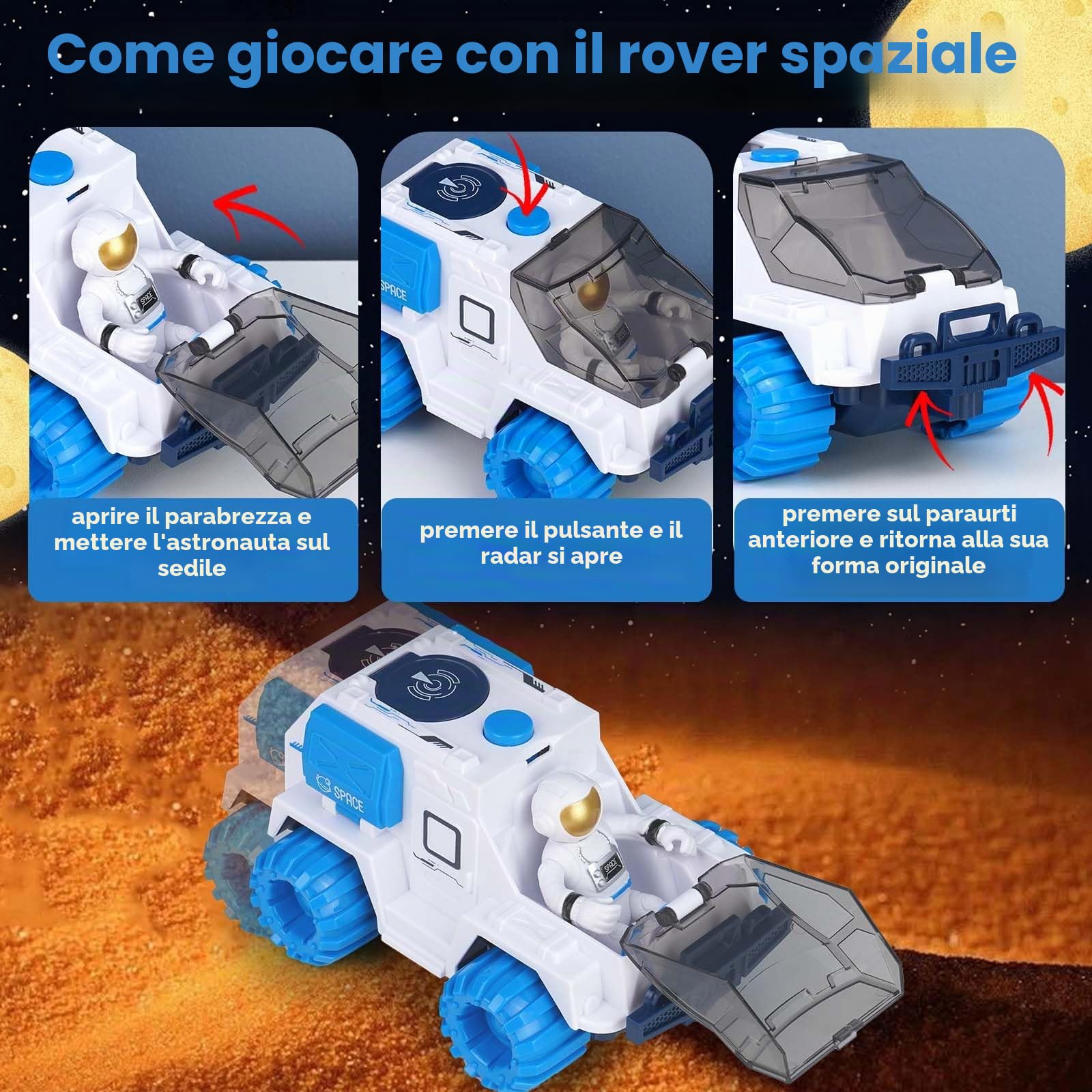 Space Shuttle - Razzo Giocattolo Spaziale per Bambini e Ragazzi, Giocattolo Educativo Scientifico con Astronauti Figure (Blu)