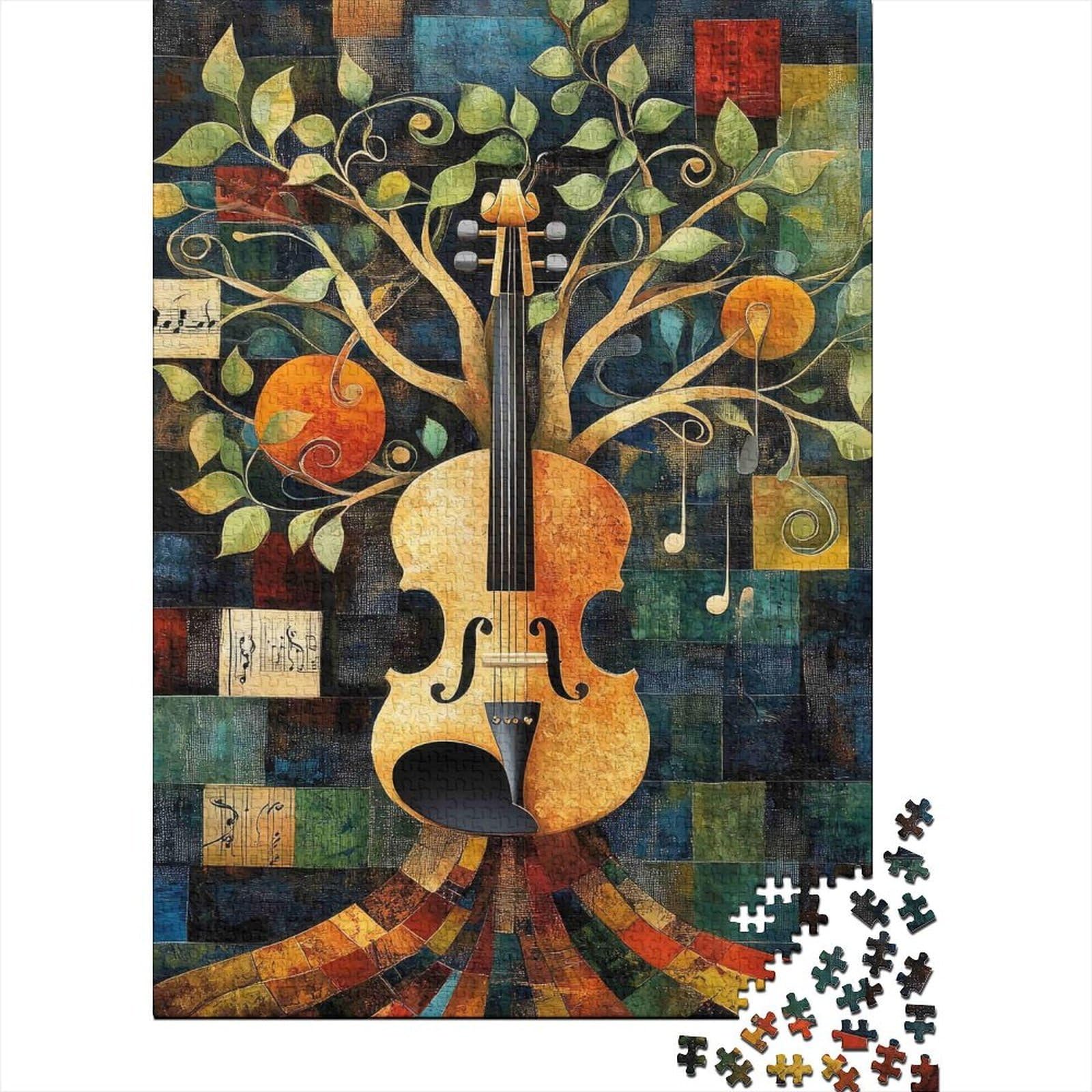 violin tree art 1000 piece jigsaw puzzle cardboard for adults abstract painting wall art decor family leisure hobby