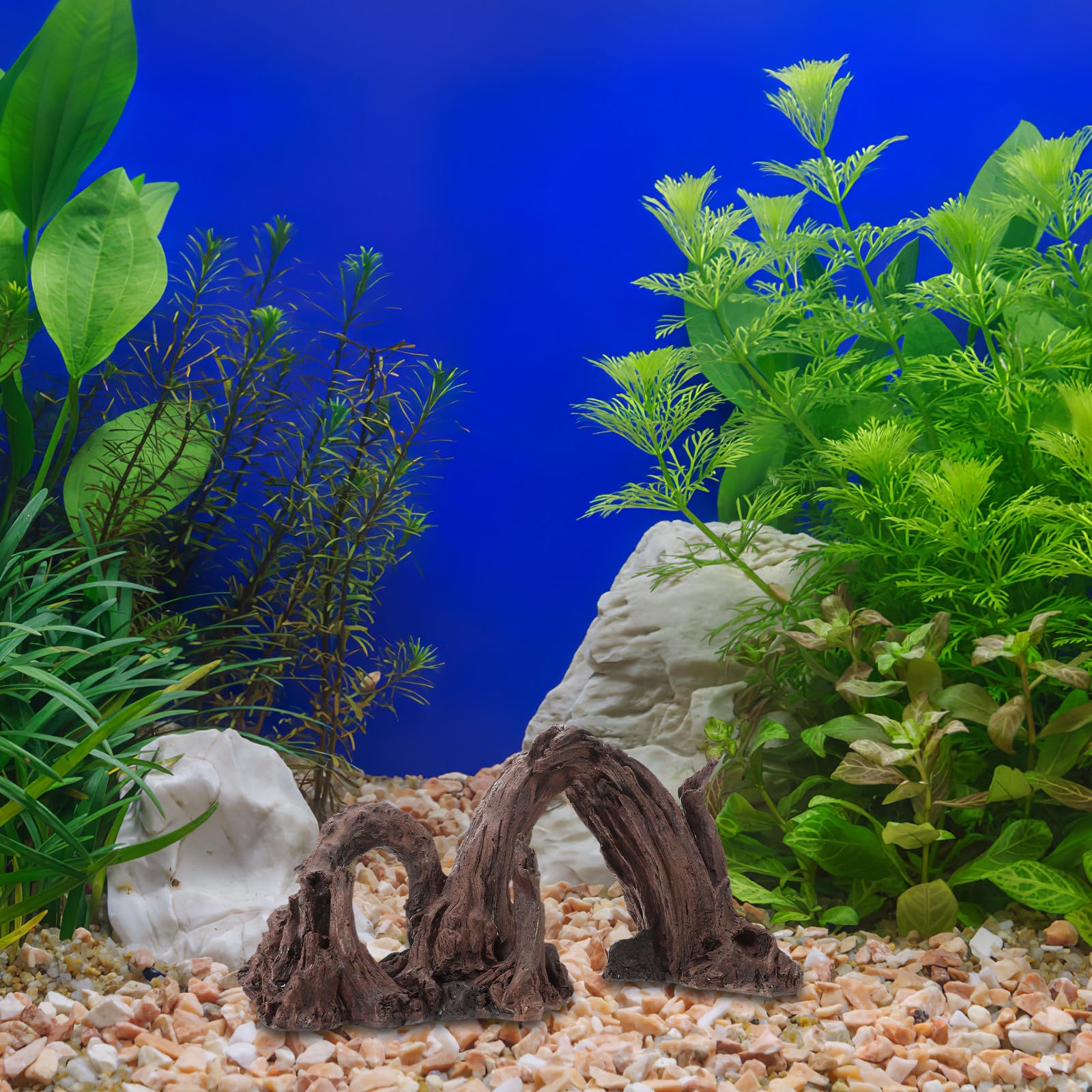 Happyyami Décoration de Pont en résine Effet Bois flotté pour Aquarium : Centre de Table en Forme de souche d'aquarium - Fausse Planche de Bois flotté pour Ornement paysager