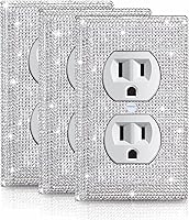 Vista 23 de Gaocai 1 pieza de placas de interruptor de diamantes de imitación brillantes plateadas y cubiertas de enchufes Placas de pared Cubierta