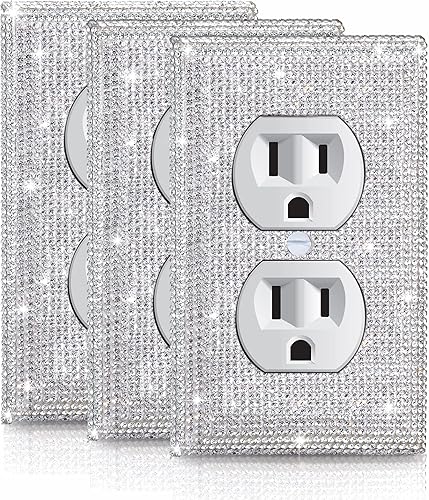 Miniatura 23 de Gaocai 1 pieza de placas de interruptor de diamantes de imitación brillantes plateadas y cubiertas de enchufes Placas de pared Cubierta