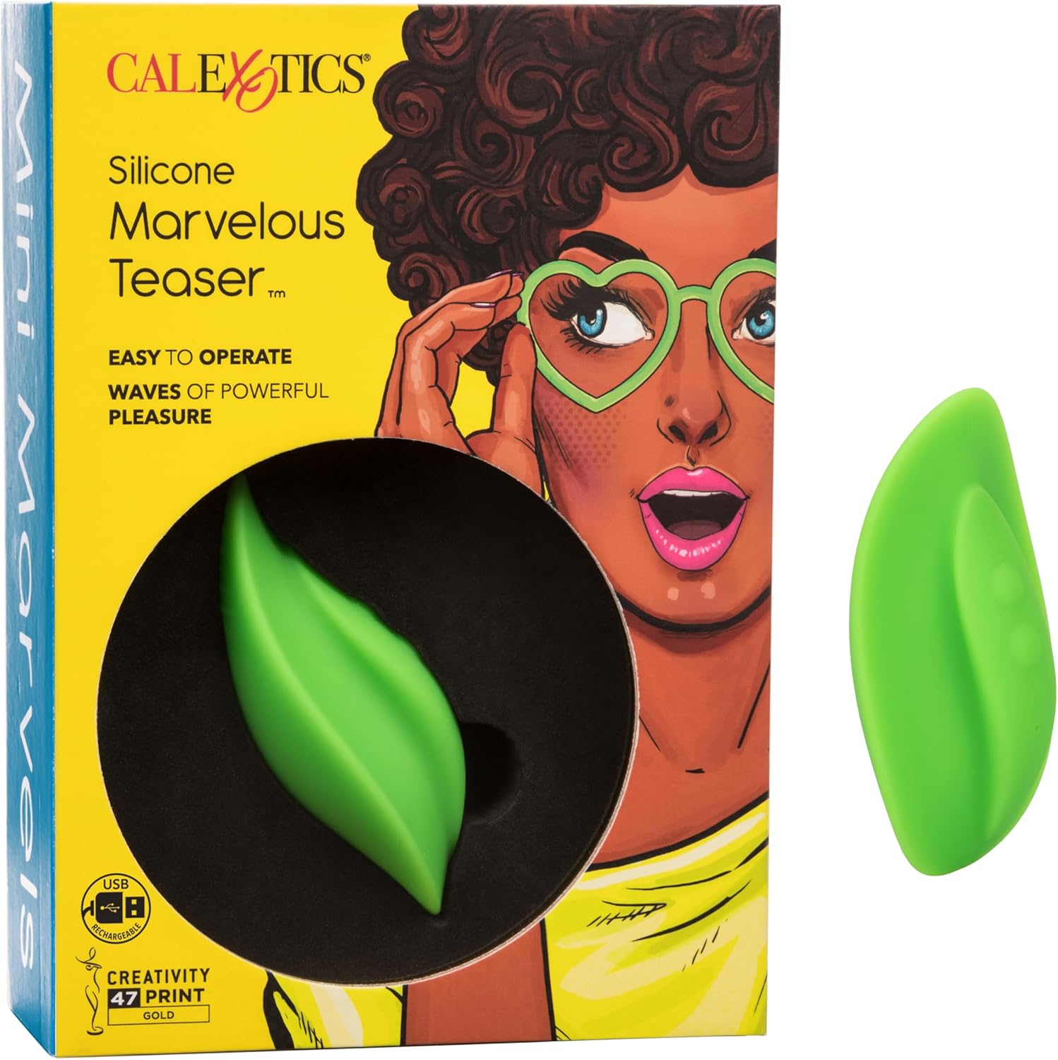 CalExotics Mini Marvels Marvelous Teaser – Silicone Waterproof Compact Massager Vibrator – 10 Function Rechargeable Vibe – Adult Sex Toy Massager for Couples – Green