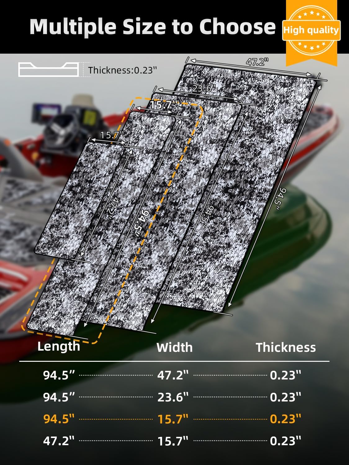 FOCEAN Boat Flooring EVA Foam Boat Decking Camo Marine Flooring Self-Adhesive Marine Mat for Motorboat RV Yacht Kayak 94.5" x 47.2"/23.6"/15.7"