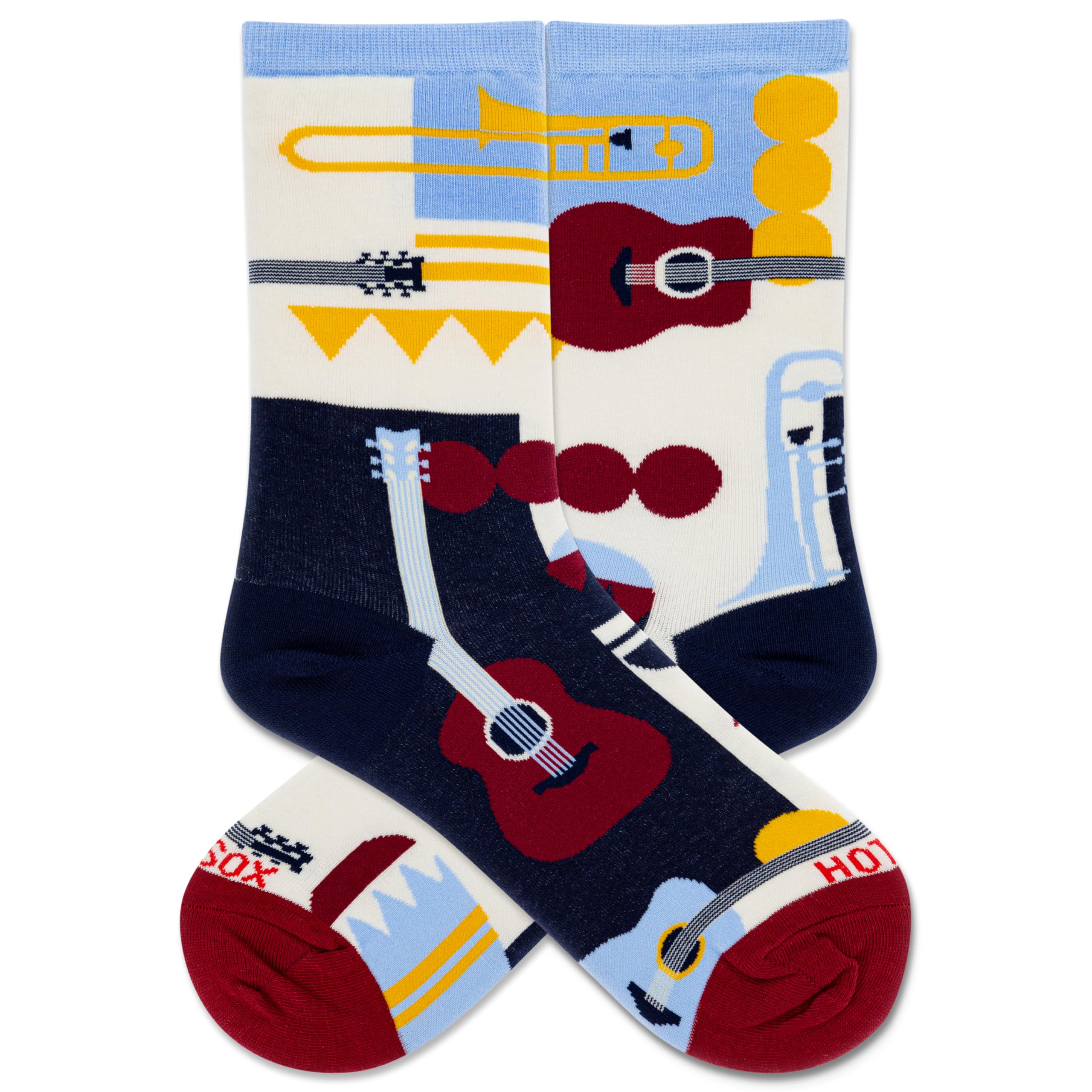 HOTSOX Women's Music Retro Crew Socks, 1 Pair Pack, Fit Shoe Size 4-10