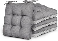 Lovescabin Memory Foam Chair Cushions Set of 4, 15.5x15.5x3.5" Grey Seat Pads for Dining, Kitchen, Office, Patio Chairs - Indoor Outdoor