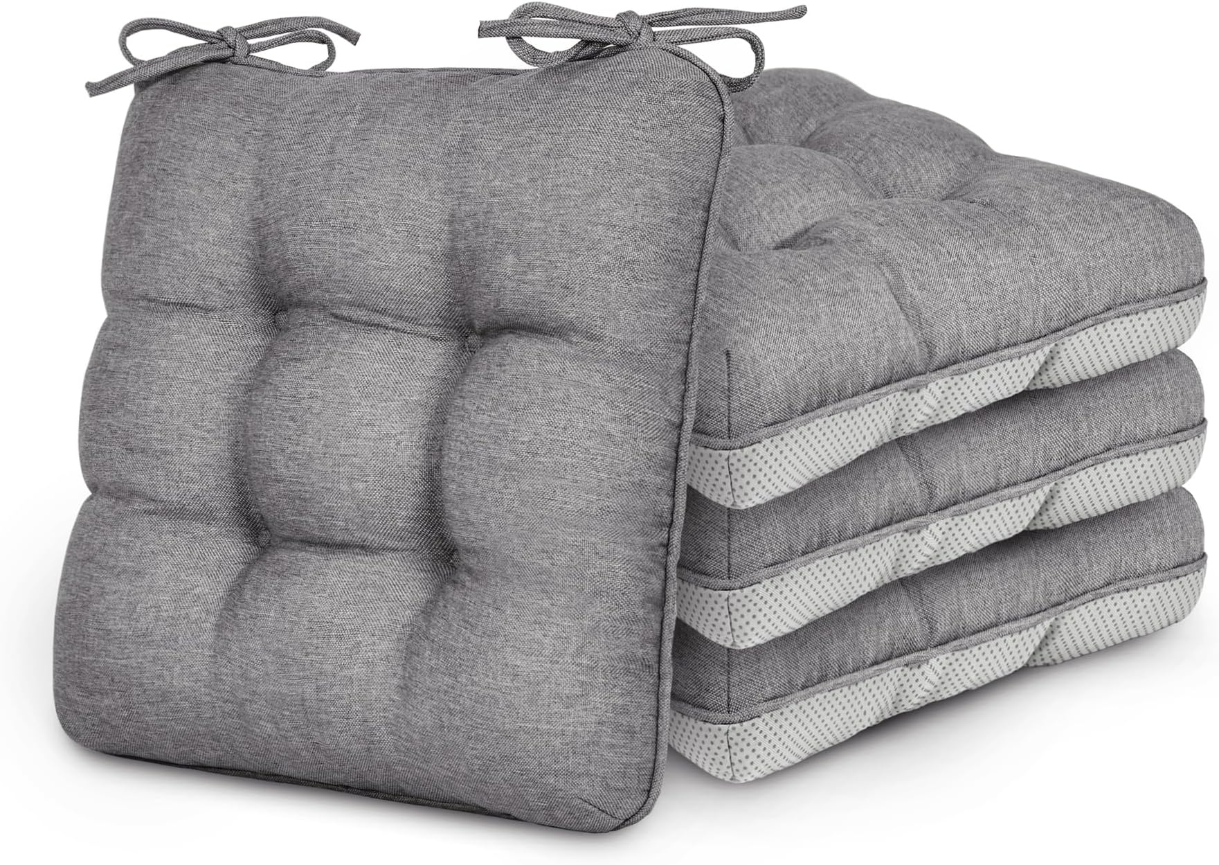 Love's cabin Memory Foam Chair Cushions Set of 4, 15.5"x15.5"x3.5" Indoor & Outdoor Seat Pads for Dining, Kitchen, Office, Patio Chairs - Grey