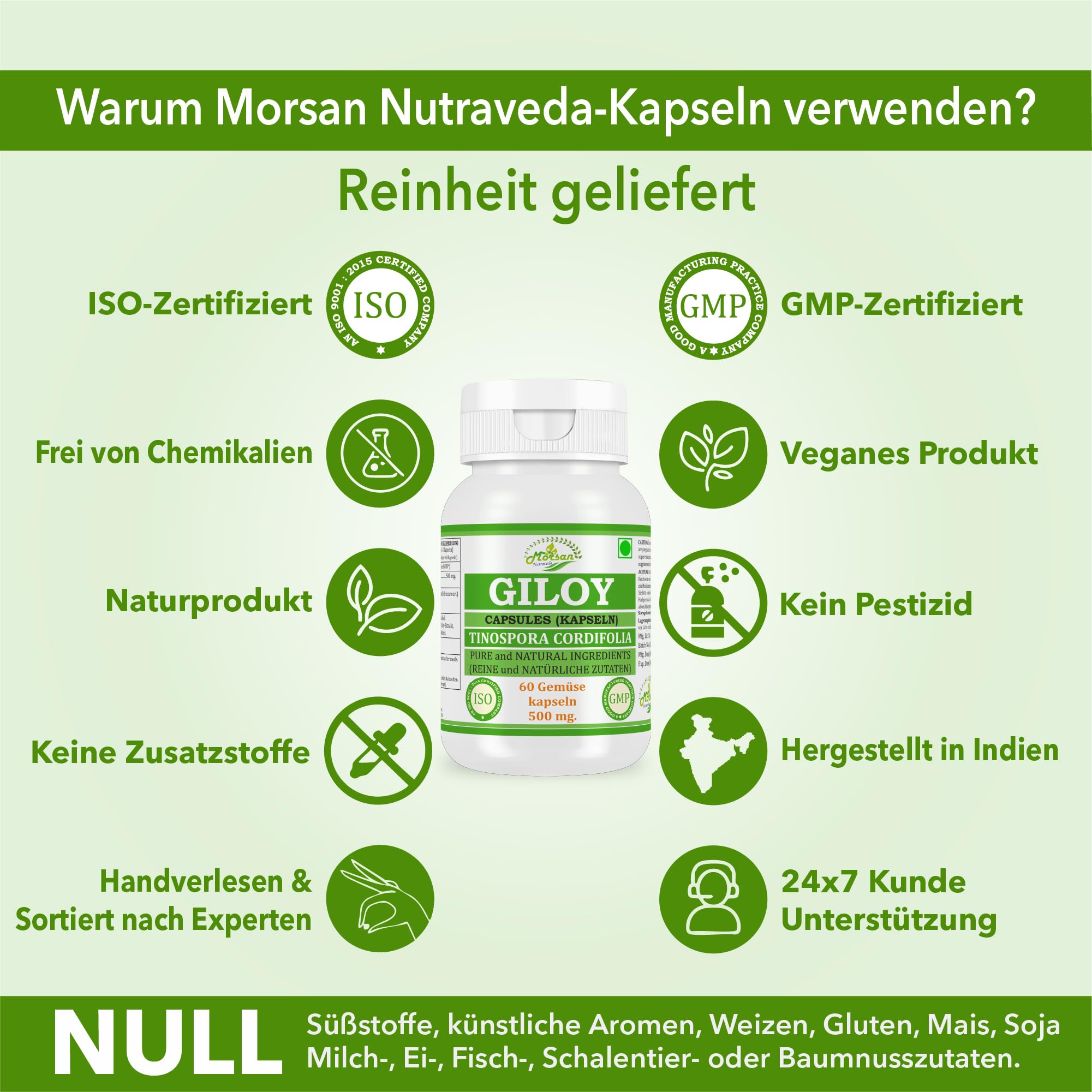 Giloy (Guduchi) Capsule 500 mg – 60 Capsule vegane | Estratto di Tinospora cordifolia ad alto dosaggio (10:1) | Integratore alimentare ayurvedico per uomini e donne (1 flacone da 60 capsule)