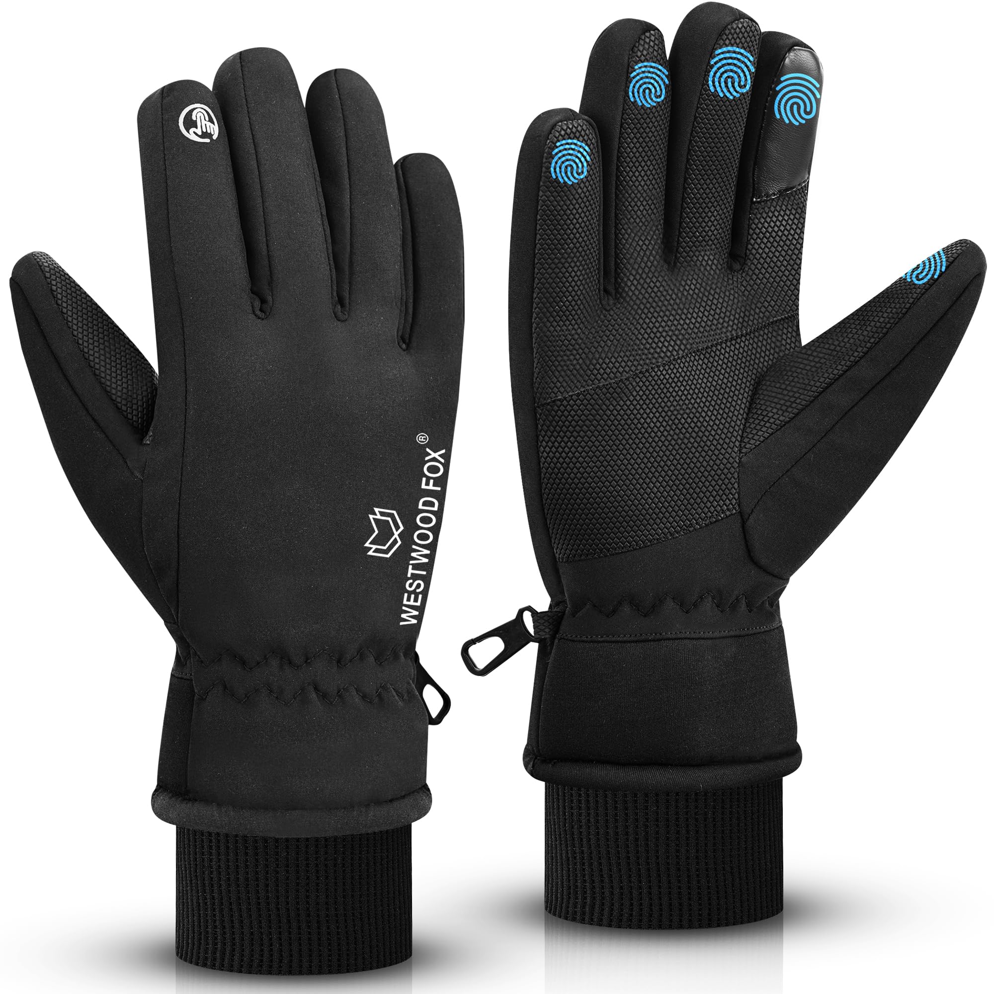 WESTWOOD FOXWaterproof Winter Gloves for Men & Women,Windproof, Warm Ski Gloves, Touchscreen, Anti-Slip Grip Gloves for Cycling, Snowboarding, Hiking, Running, Driving and Outdoor Sports