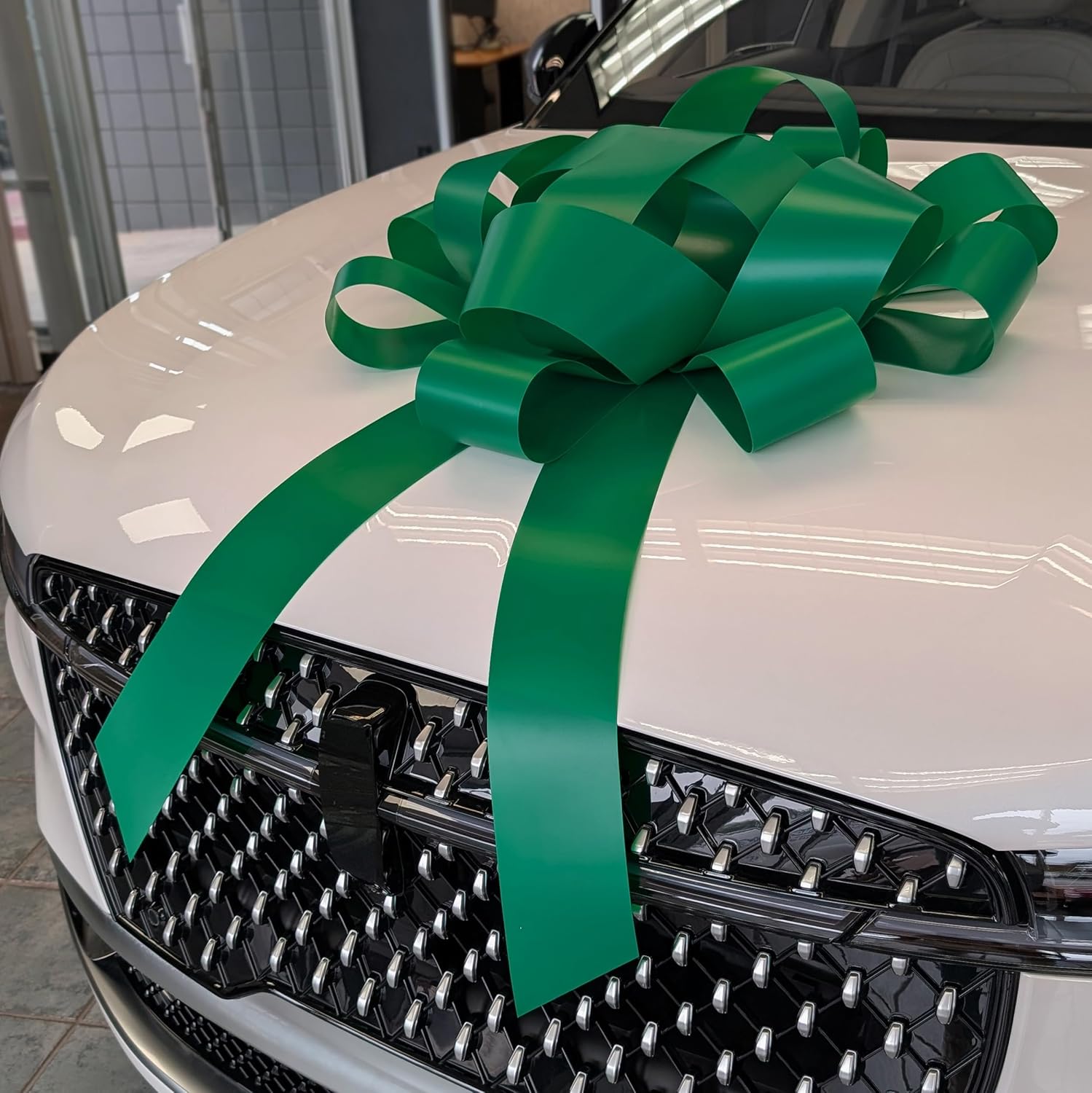 CarBowz Big Green Car Bow, Giant 30" Bow, Non Scratch Magnet, Weather Resistant Vinyl