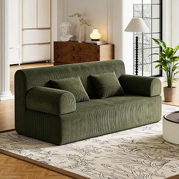 sogesfurniture Green 60.6" Loveseat with Boneless Couch,Cloud Feeling,Double Convertible Sofa Bed for Comfortable Use&Support, Small Space, Apartment