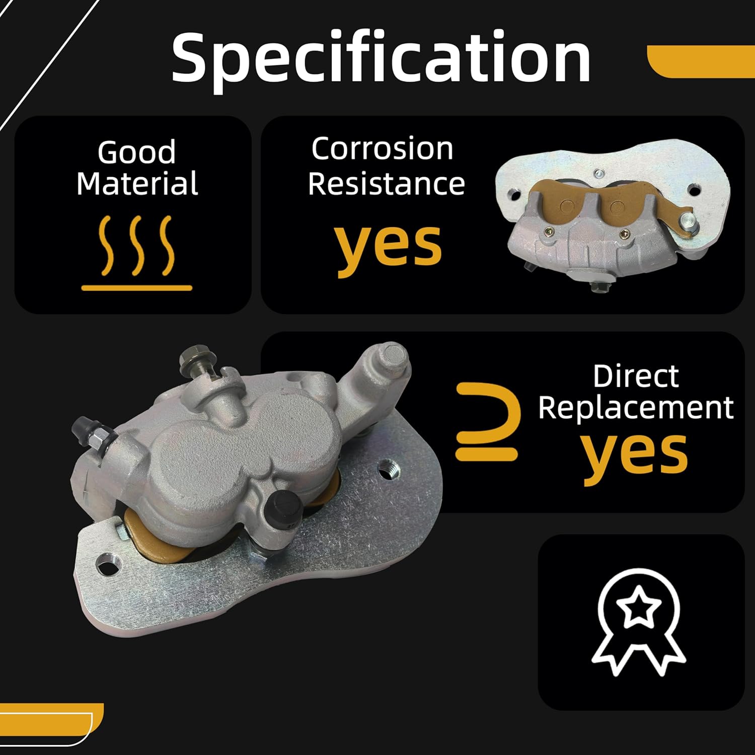 Front Brake Caliper & Sintered Brake, Left Driver Side, for Can Am Maverick 2017-2022, for Can Am Defender 2016-2022, for Can Am Commander 2021-2022, #OE 705601462 705601887