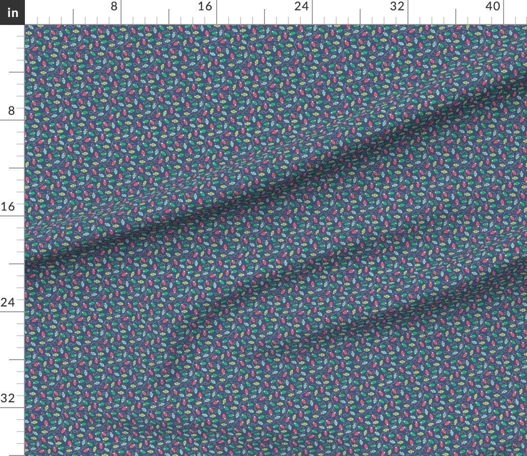 Spoonflower Fabric - Christmas Xmas Holiday Lights Red Green Navy Blue Tiny Small Holidays Printed on Petal Signature Cotton Fabric by The Yard - Sewing Quilting Apparel Crafts Decor
