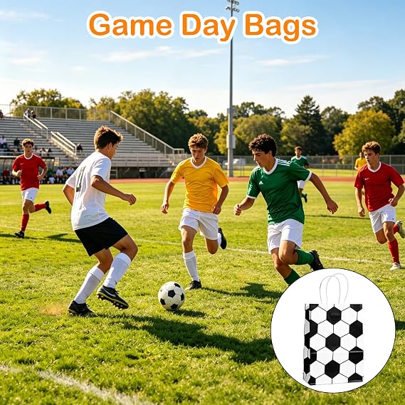 48 Pcs Soccer Gift Bags with Handles Bulk for Team, Paper Snack Goodie Bags