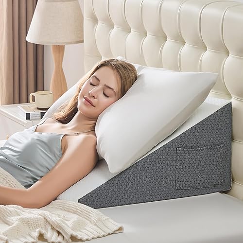 Miniatura 9 de Yojoker Almohada de cuña para dormir, cuña de cama de 7.5 pulgadas para almohada triangular de cabecero, cuñas de espuma viscoelástica para reflujo