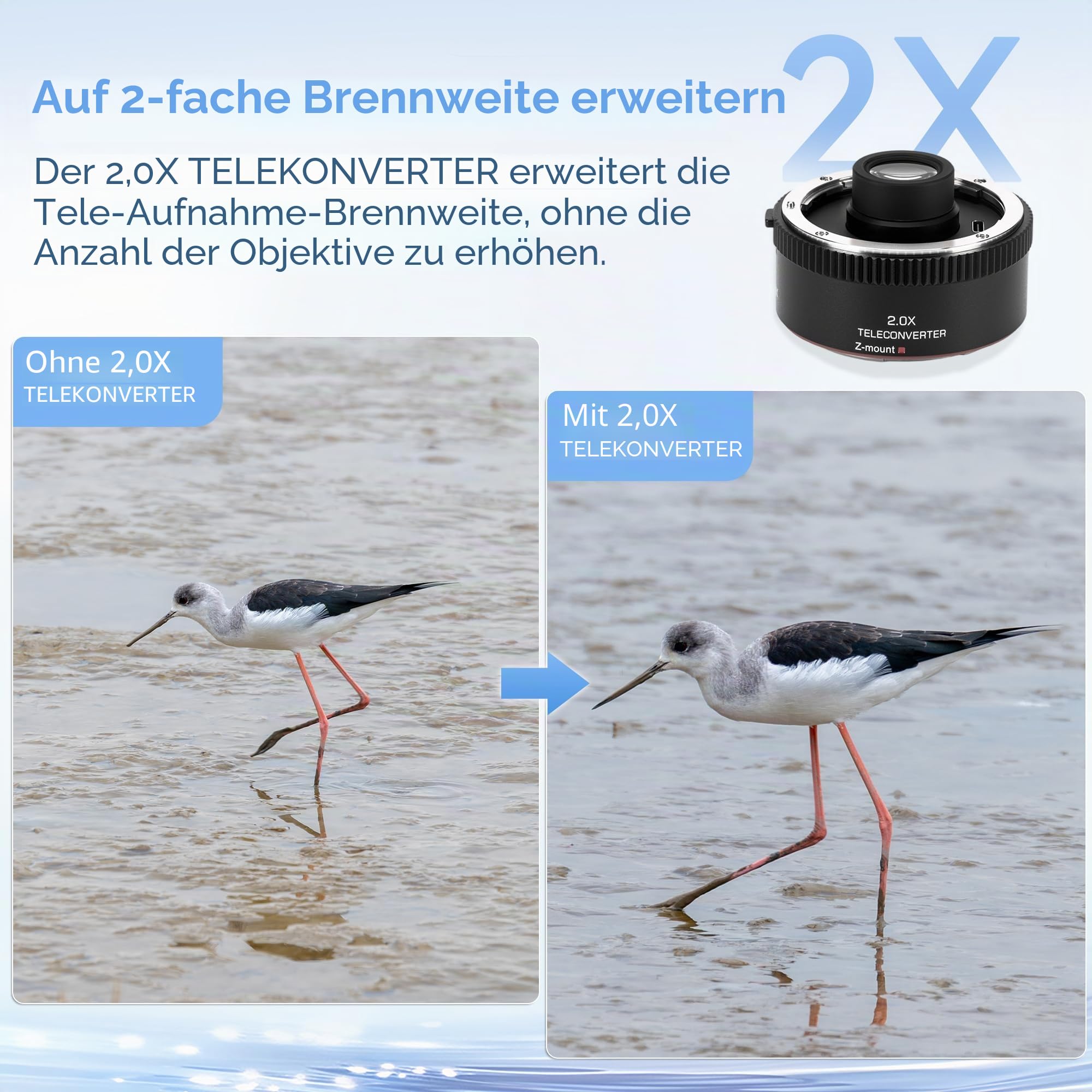 VILTROX TC-2.0X Telekonverter für Nikon Z-Mount Teleobjektiv, Autofokus-Objektiv, kompatibel mit NIKKOR Z 70-200 mm f/2.8 VR S