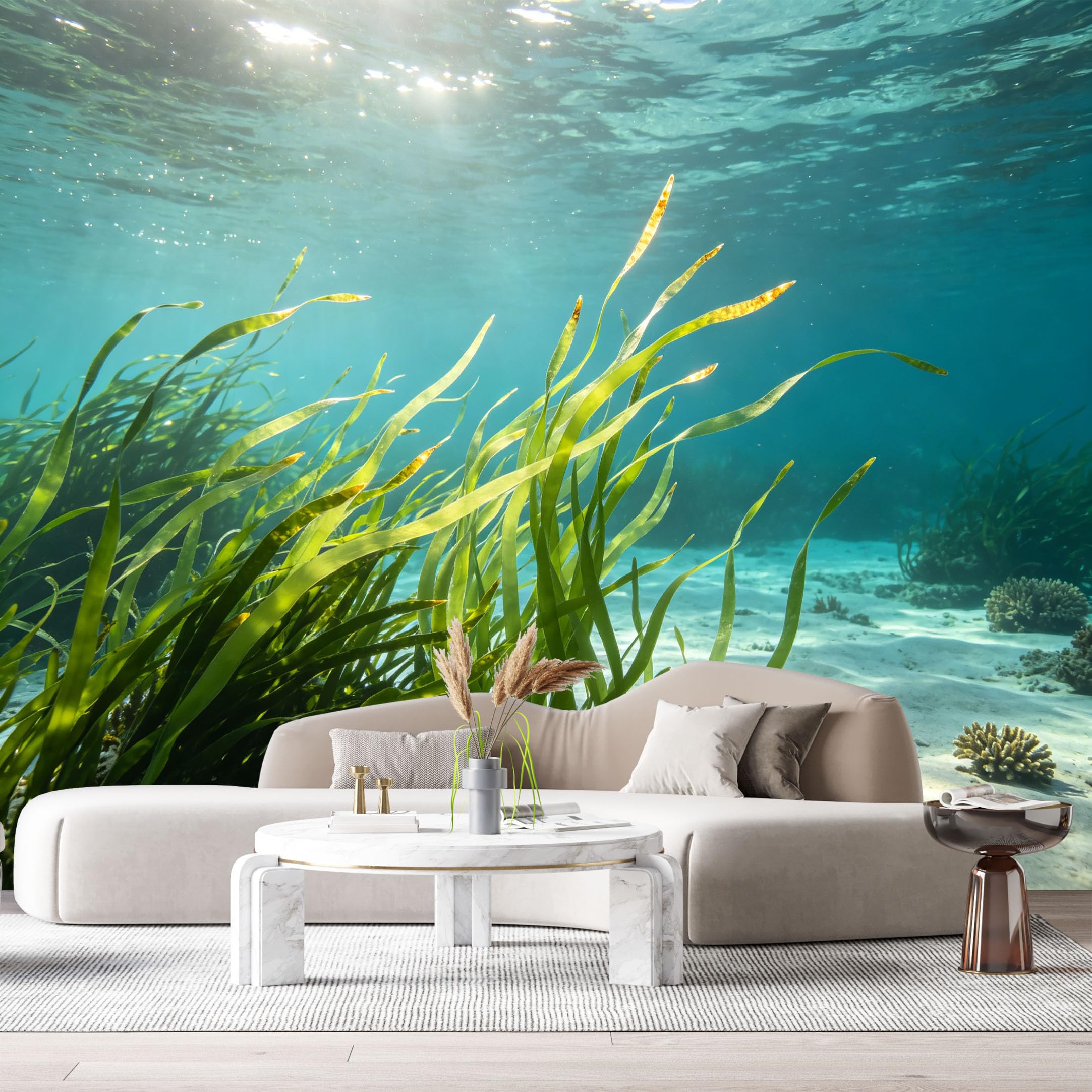 Custom Size Wall Murals Underwater Marine Ocean View Seaweed Sand Seabed SelfAdhesiveWall Fabric Removable Wallpaper Wall Decor for Living Room Bedroom Bathroom