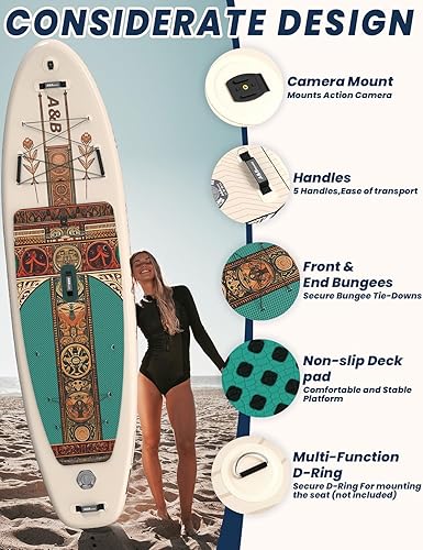 Miniatura 6 de ABBOARD - Tabla inflable de remo para pescar, extra ancha, con accesorios de sup para jóvenes y adultos