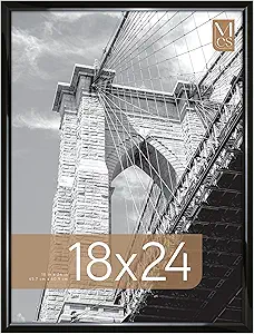 MCS Trendsetter 18x24 Poster Frame Black High-Gloss, Vertical & Horizontal Wall Hanging Large Picture Frame for Photos, Posters & Art Prints (1-Pack)