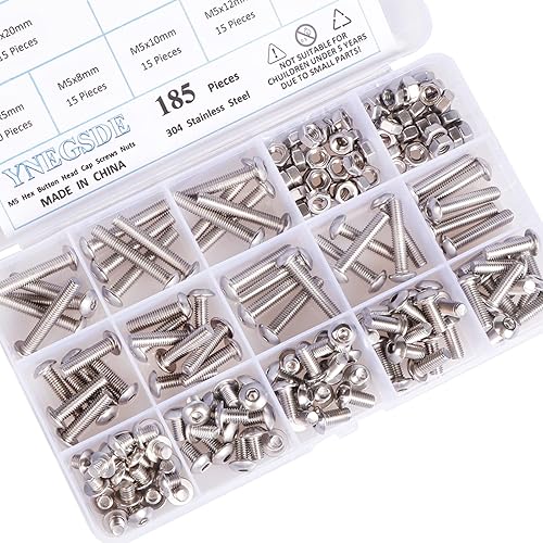 Miniatura 4 de Kit de tornillos y tuercas de cabeza de botón M5 M5 x 0.197 in 0.315 in 0.394 in 0.472 in 0.630 in 0.787 in 0.984 in 1.181 in acero inoxidable 304,