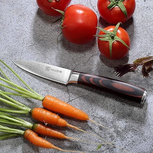 Miniatura 8 de PAUDIN Cuchillo de pelar, cuchillo de fruta de 3.5 pulgadas, cuchillo de pelar forjado de acero inoxidable 5Cr15Mov de alto carbono, cuchillo de
