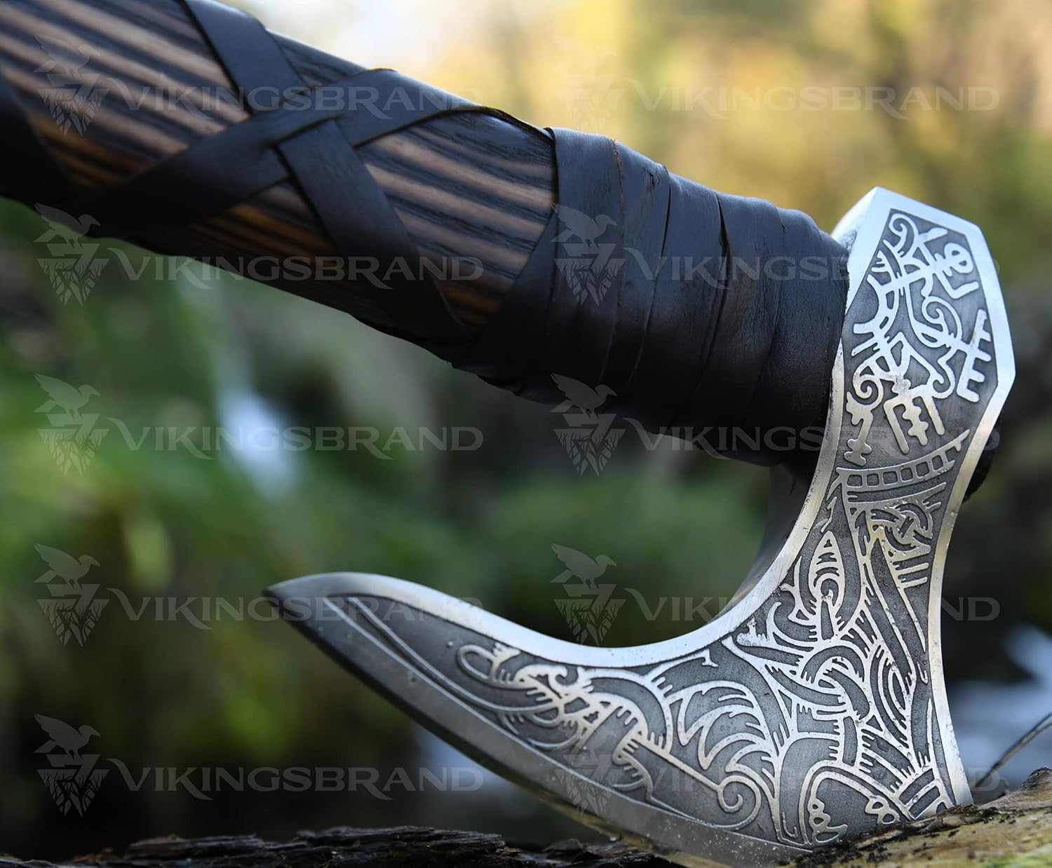 Genuine Viking Bearded Axe - 1095 Carbon Steel, 55-58 RC Hardness - Includes Leather Cover, 21.6 Inches