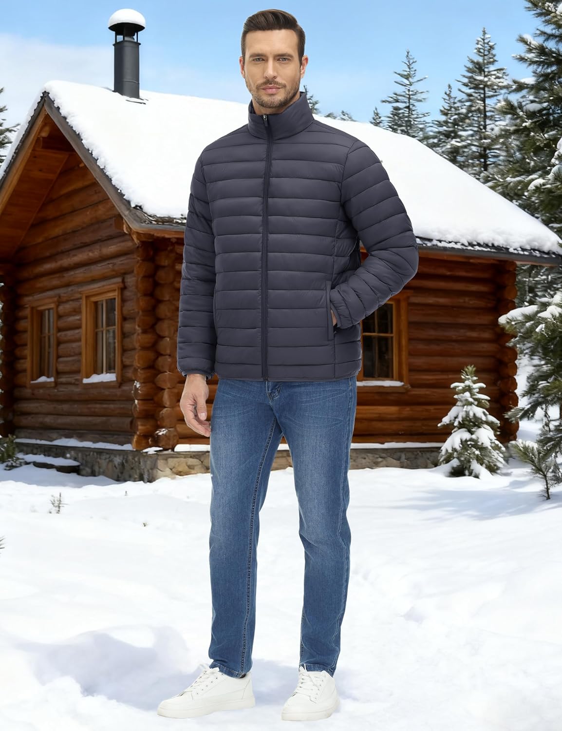 MAGNIVIT Men's Puffer Jackets Lightweight Warm Winter Coat Water-Repellent Windbreaker Insulated Quilted Packable Jacket - Image 7