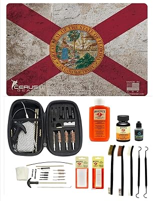 EDOG Range Warrior 27 Pc Gun Cleaning Kit - Florida State Flag Handgun Honor & Pride Pistol Mat & Range Warrior .22 .38 .357 9MM .45 Gun Cleaning Kit & Tac Book Cleaning Essentials Kit